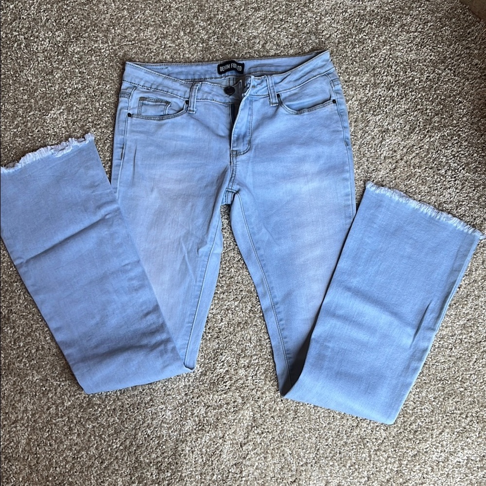 Blue Flare Wide Leg Jeans Classic Style